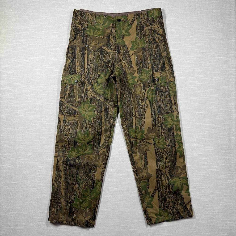 Vintage Winchester Pants Mens Large Brown Camo Leave Hunting Outdoor Adjustable